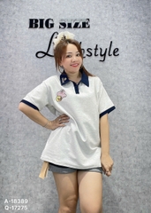 Áo thun polo BIGSIZE QC sọc LBB - 18389