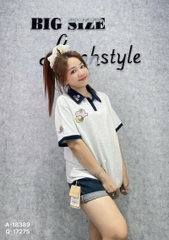 Áo thun polo BIGSIZE QC sọc LBB - 18389