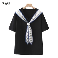 Áo thun thuỷ thủ, cổ tim 00270 BIGSIZE Quảng Châu- 18400- ĐEN