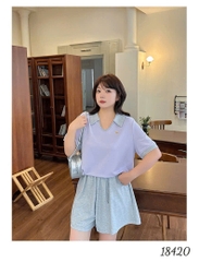 NEW.10- 18420 - Ss. Polo cổ V--00496- Tím