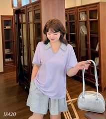 NEW.10- 18420 - Ss. Polo cổ V--00496- Tím