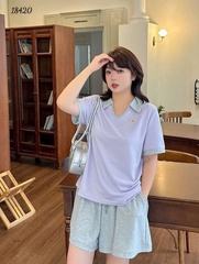 NEW.10- 18420 - Ss. Polo cổ V--00496- Tím