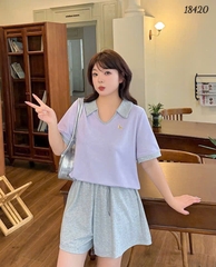 NEW.10- 18420 - Ss. Polo cổ V--00496- Tím