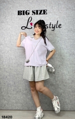 NEW.10- 18420 - Ss. Polo cổ V--00496- Tím