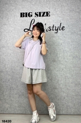 NEW.10- 18420 - Ss. Polo cổ V--00496- Tím