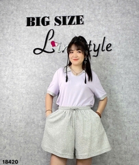 NEW.10- 18420 - Ss. Polo cổ V--00496- Tím