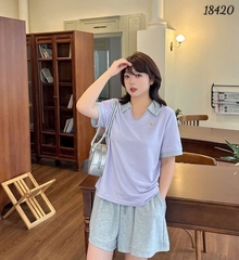 NEW.10- 18420 - Ss. Polo cổ V--00496- Tím