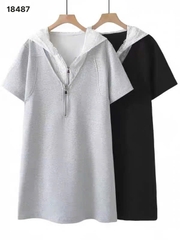 S-0020-18487--Đầm Nón Ren 00400- XÁM