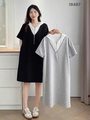 S-0020-18487--Đầm Nón Ren 00400- ĐEN