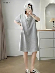 S-0020-18487--Đầm Nón Ren 00400- XÁM