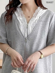 S-0020-18487--Đầm Nón Ren 00400- XÁM