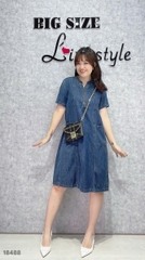 18488 Đầm Jean cổ V nút 00400