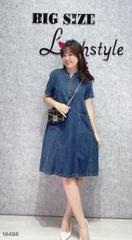 18488 Đầm Jean cổ V nút 00400