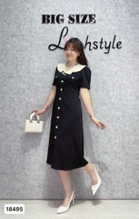 S-0020- 18495-- Đầm cổ bèo 00360 - ĐEN