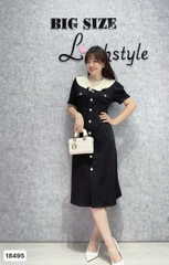 S-0020- 18495-- Đầm cổ bèo 00360 - ĐEN