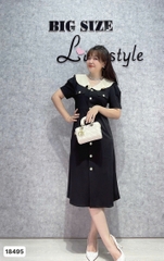 S-0020- 18495-- Đầm cổ bèo 00360 - ĐEN