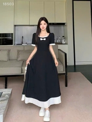 S-0020- 18503--Đầm cổ yếm- 00440 Đen D.ĐẠI Tiec Tiệc