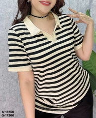 S-0030--18756 A.Polo sọc 00252 - ĐEN