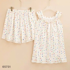 Đồ Bộ 2 dây Ss.2d bèo vải - Họa tiết TIM li ti - 65731