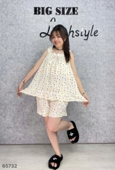 Đồ Bộ 2 dây Ss.2d bèo vải - Họa tiết TIM li ti - 65731