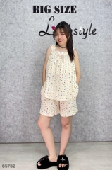 Đồ Bộ 2 dây Ss.2d bèo vải - Họa tiết TIM li ti - 65731