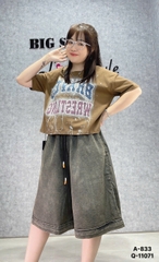 Áo  CROP chữ Ling  lửng BIGSIZE QCCC chất đẹp - 833