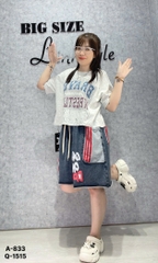 Áo  CROP chữ Ling  lửng BIGSIZE QCCC chất đẹp - 833