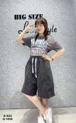 Áo  CROP chữ Ling  lửng BIGSIZE QCCC chất đẹp - 833