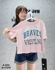 Áo  CROP chữ Ling  lửng BIGSIZE QCCC chất đẹp - 833