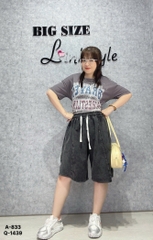 Áo  CROP chữ Ling  lửng BIGSIZE QCCC chất đẹp - 833