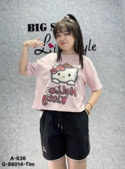 S-0030--Áo CROP Hello Kity  lửng BIGSIZE QCCC chất đẹp - 836