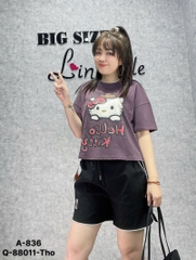 S-0030--Áo CROP Hello Kity  lửng BIGSIZE QCCC chất đẹp - 836