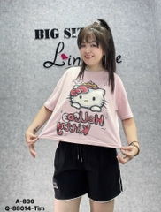 S-0030--Áo CROP Hello Kity  lửng BIGSIZE QCCC chất đẹp - 836