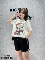S-0030--Áo CROP Hello Kity  lửng BIGSIZE QCCC chất đẹp - 836