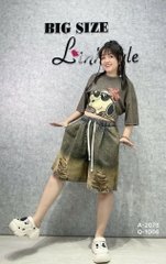 Quần sọt Jean BIG SIZE LT 00315 ngố rách có 2 túi- 1006