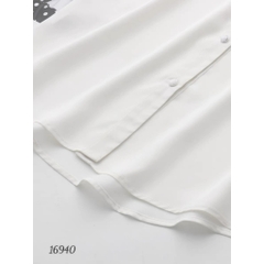 Sơ mi vải lụa BIG SIZE QC màu trơn Tay ngắn- 16940- TRẮNG