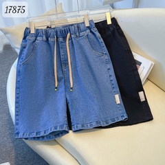 Quần jean short đùi BIG SIZE QC sọt lưng thun chất co giãn mặc ngang gối - 17875 - #3177 - ĐEN