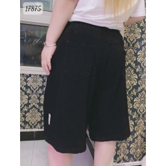 Quần jean short đùi BIG SIZE QC sọt lưng thun chất co giãn mặc ngang gối - 17875 - #3177 - ĐEN