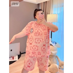 KHÔNG - Bộ đùi BIGSIZE QCCC thun cotton mịn đẹp loại 1 thấm hút mồ hôi tốt Tho- BROWN Ss.DAI - 17897 - HỒNG