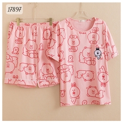 KHÔNG - Bộ đùi BIGSIZE QCCC thun cotton mịn đẹp loại 1 thấm hút mồ hôi tốt Tho- BROWN Ss.DAI - 17897 - HỒNG