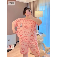 KHÔNG - Bộ đùi BIGSIZE QCCC thun cotton mịn đẹp loại 1 thấm hút mồ hôi tốt Tho- BROWN Ss.DAI - 17897 - HỒNG