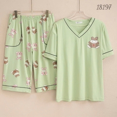 Bộ lửng BIGSIZE QCCC thun cotton mịn đẹp loại 1 thấm hút mồ hôi tốt, cổ tim G SL.DAI- 18197- XANH