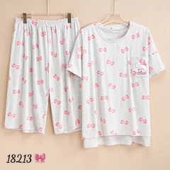 Bộ lửng BIGSIZE QCCC thun cotton mịn đẹp loại 1 thấm hút mồ hôi tốt, in hình Tho- Nơ nhiều SL.DAI 100kg 110kg -00387- 18213- XÁM NHẠT