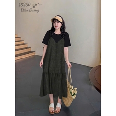 SALE - 18250 Đầm Yếm 00424 suông DC- XÁM