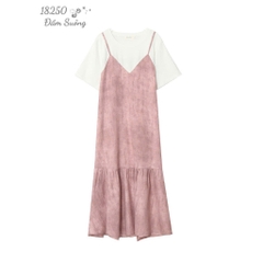 SALE - 18250  Đầm Yếm 00424 suông DC - HỒNG