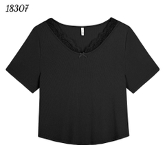 18307 A. Cổ tim 00270 Ren #63785 Trơn - ĐEN