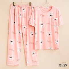 Bộ dài BIGSIZE QCCC thun cotton mịn đẹp loại 1, SD.TN DAI 100kg- 110kg,Cổ tròn #6607 18329- HỒNG