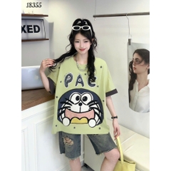 Áo thun lửng BIGSIZE QC OVS dáng ngắn hình DRM chất co giãn - 18355