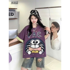Áo thun lửng BIGSIZE QC OVS dáng ngắn hình DRM chất co giãn - 18355