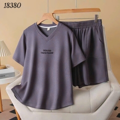 Bộ đùi màu trơn BIGSIZE QCCC trơn cổ tim SOU - 18380